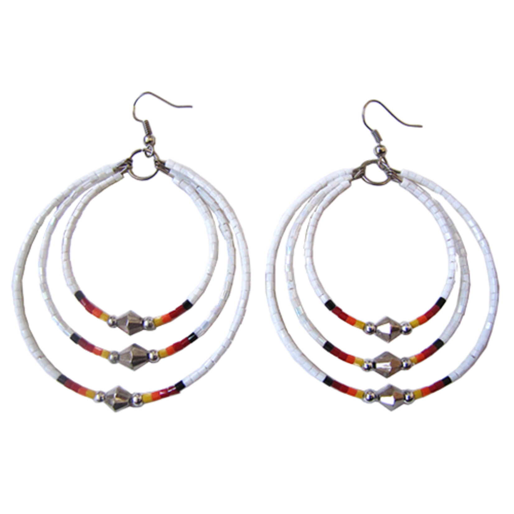 MEMORY WIRE CUT GLASS TRIPLE HOOP EARRINGS