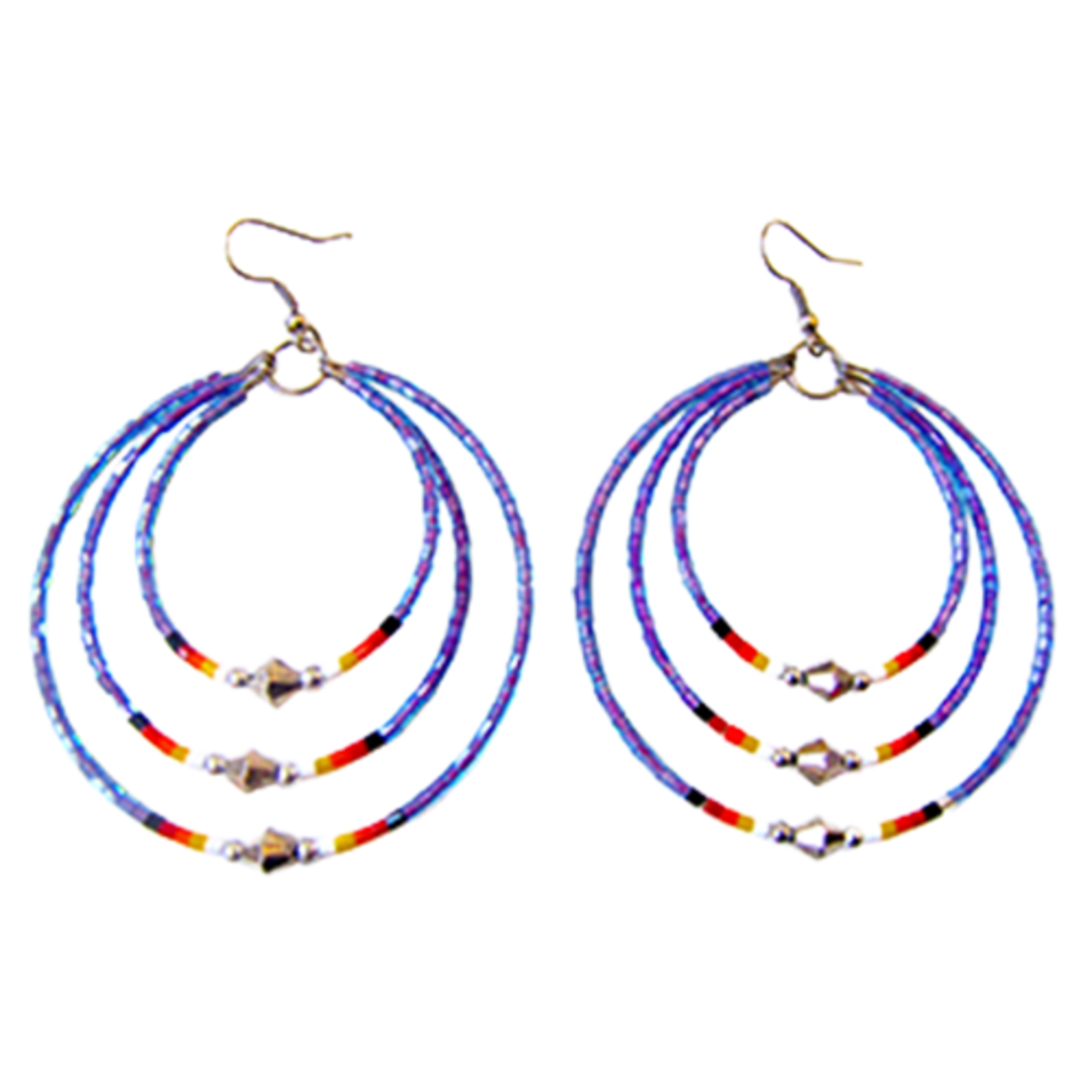MEMORY WIRE CUT GLASS TRIPLE HOOP EARRINGS