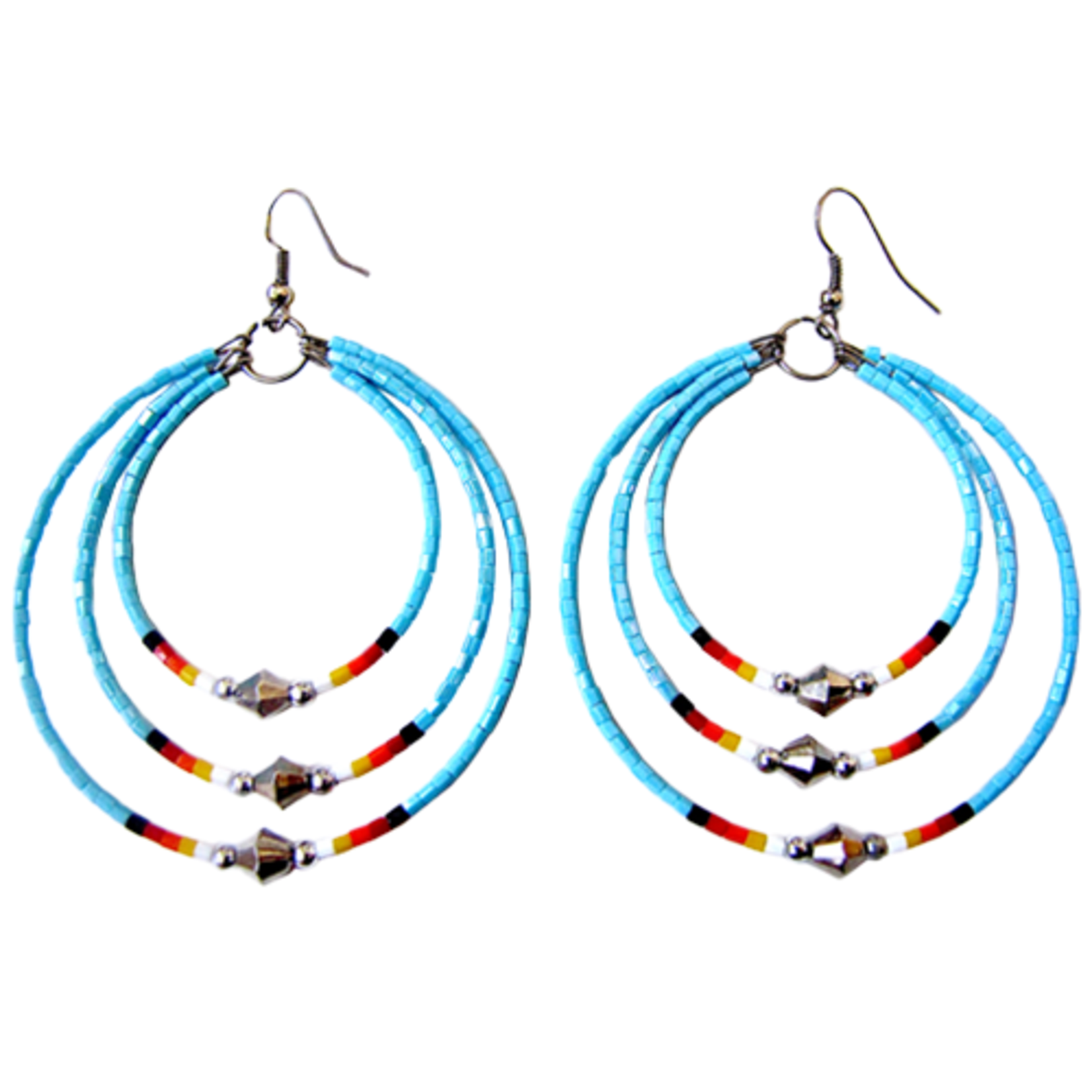 MEMORY WIRE CUT GLASS TRIPLE HOOP EARRINGS