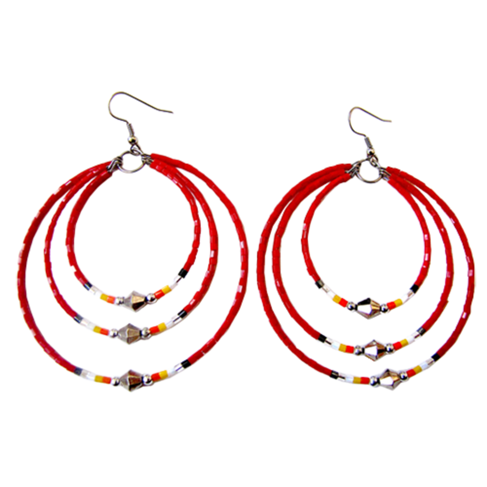 MEMORY WIRE CUT GLASS TRIPLE HOOP EARRINGS