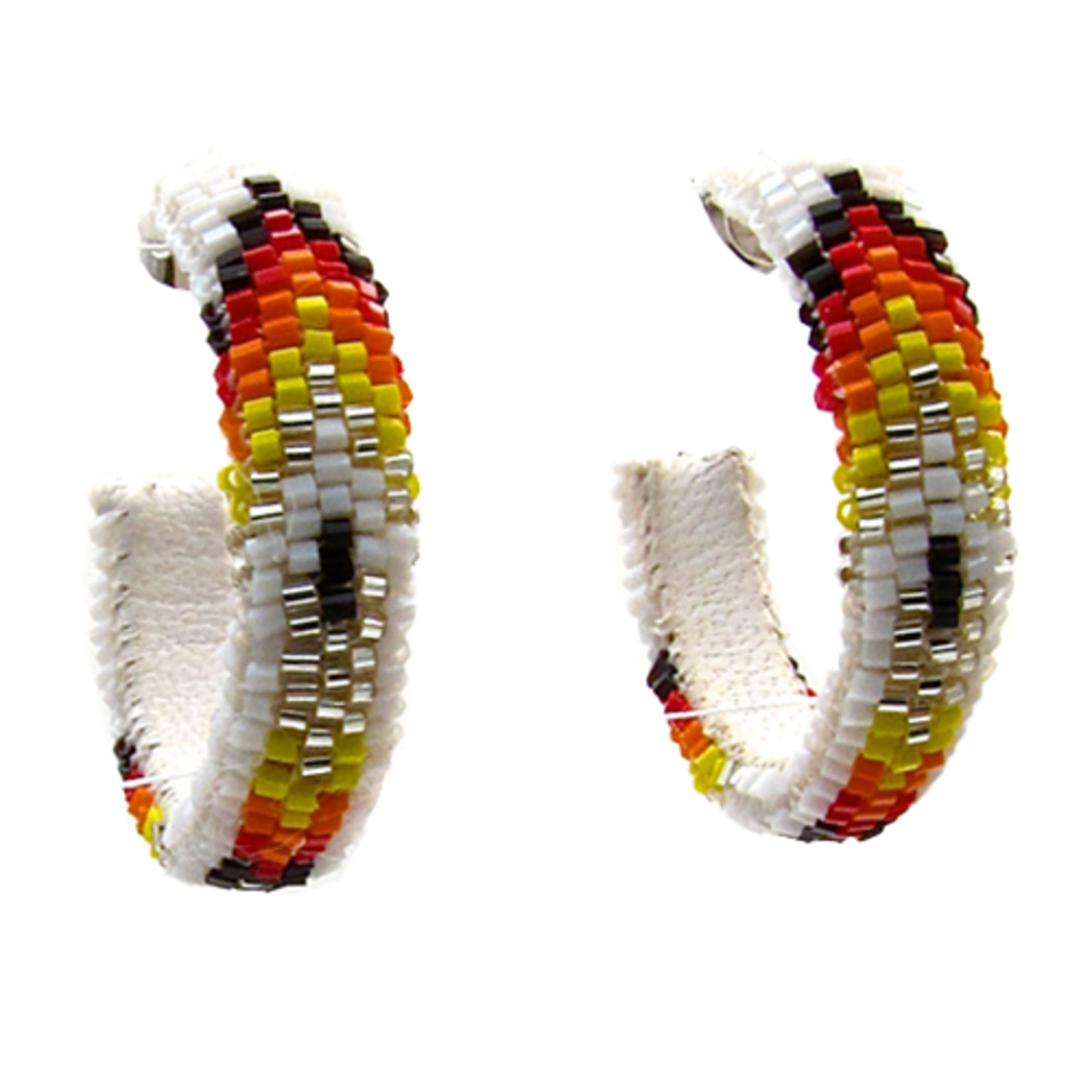 PEYOTE STITCH HOOP EARRINGS - FEATHER - 3CM