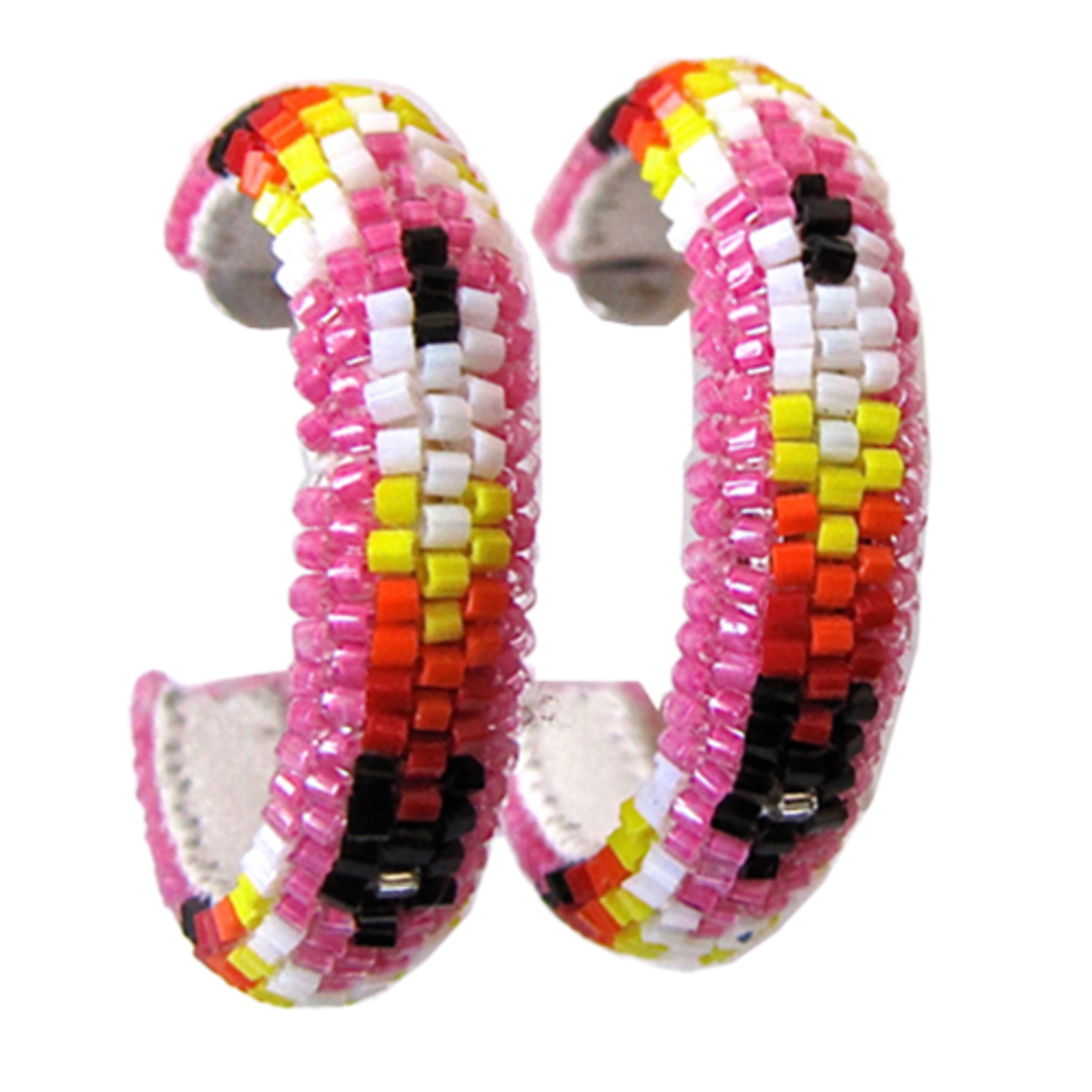 PEYOTE STITCH HOOP EARRINGS - FEATHER - 3CM