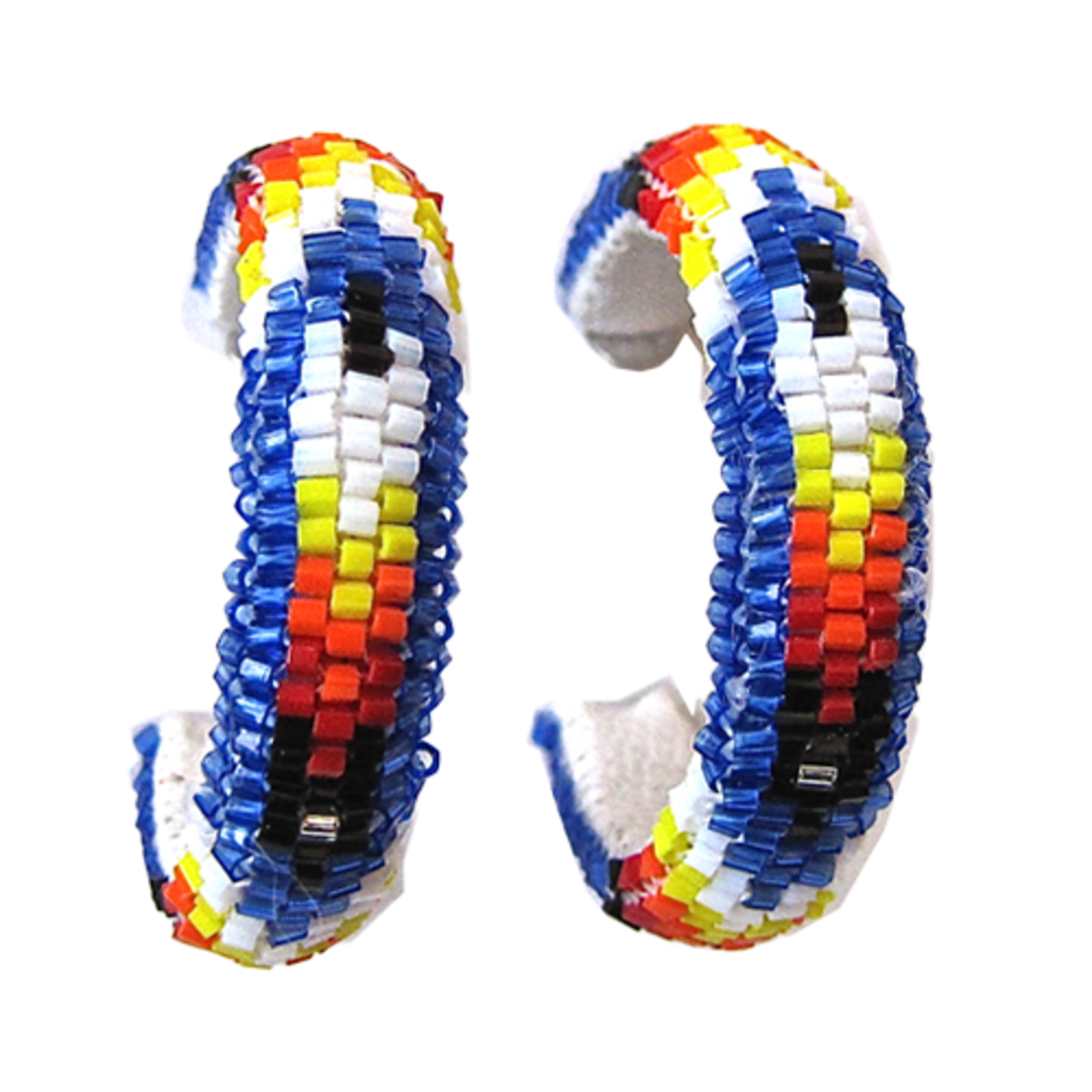 PEYOTE STITCH HOOP EARRINGS - FEATHER - 3CM