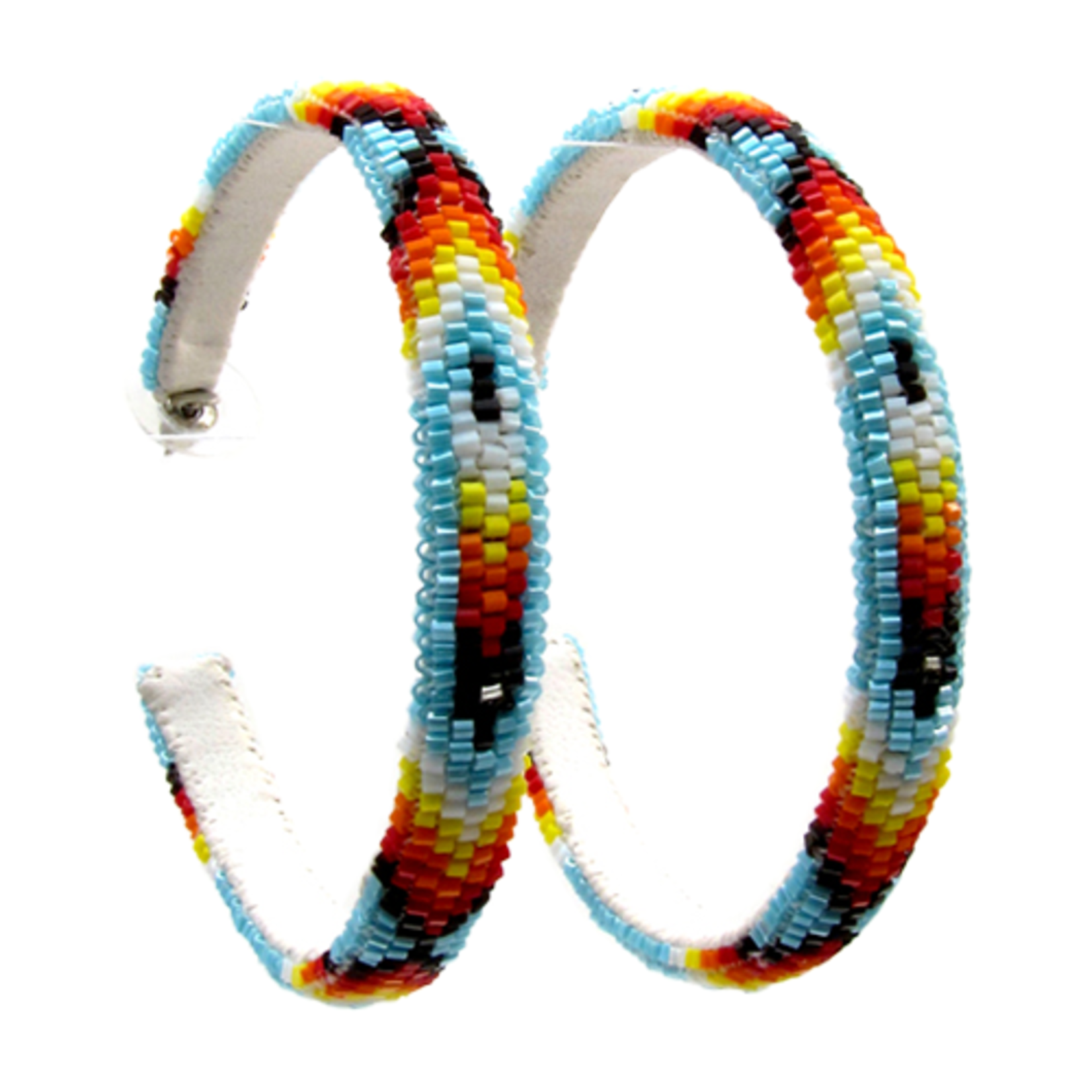 PEYOTE STITCH HOOP EARRINGS - FEATHER - 6CM