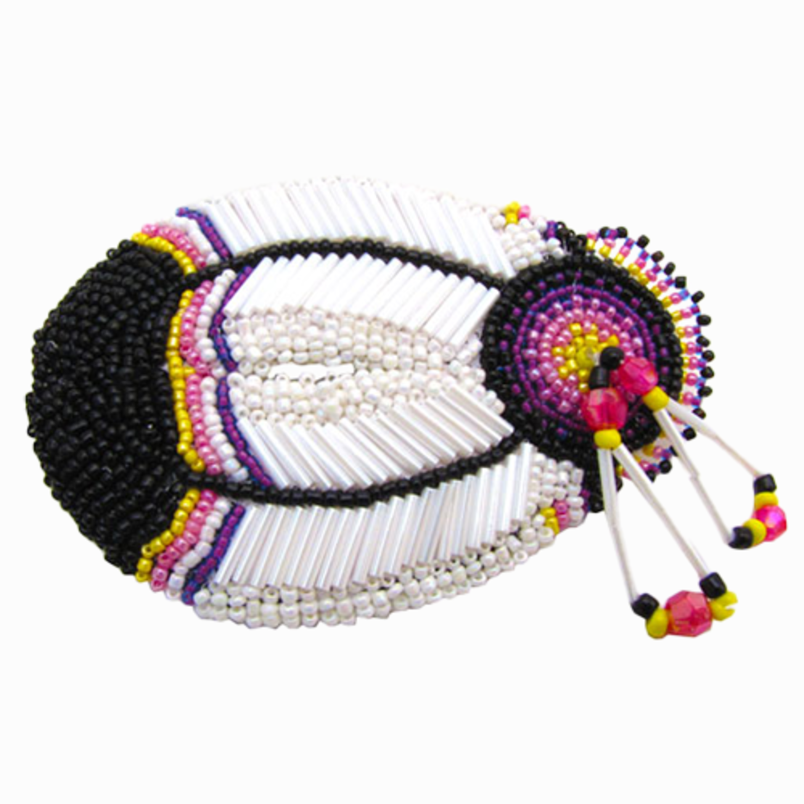 BEADED BARRETTE - DOUBLE FEATHER