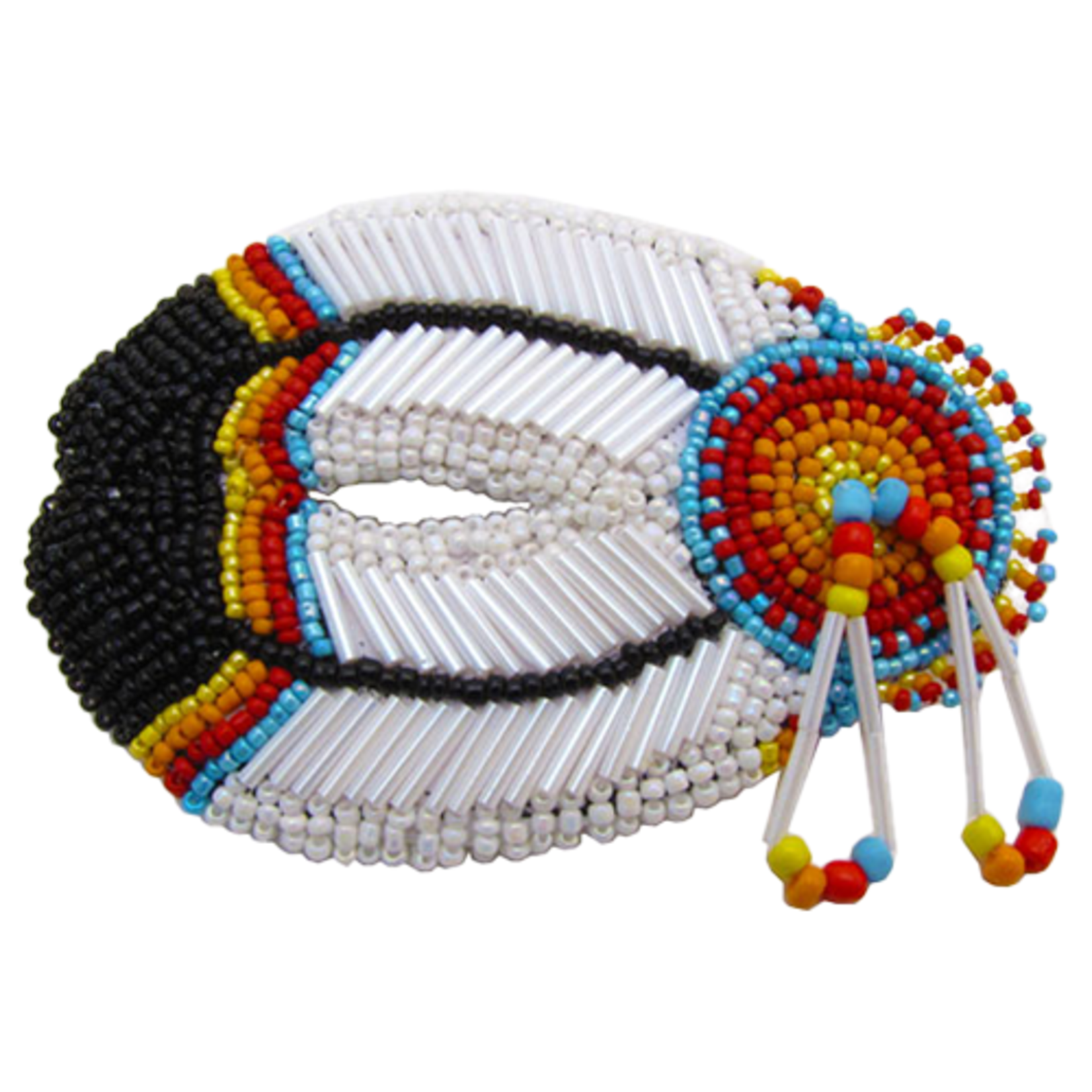 BEADED BARRETTE - DOUBLE FEATHER