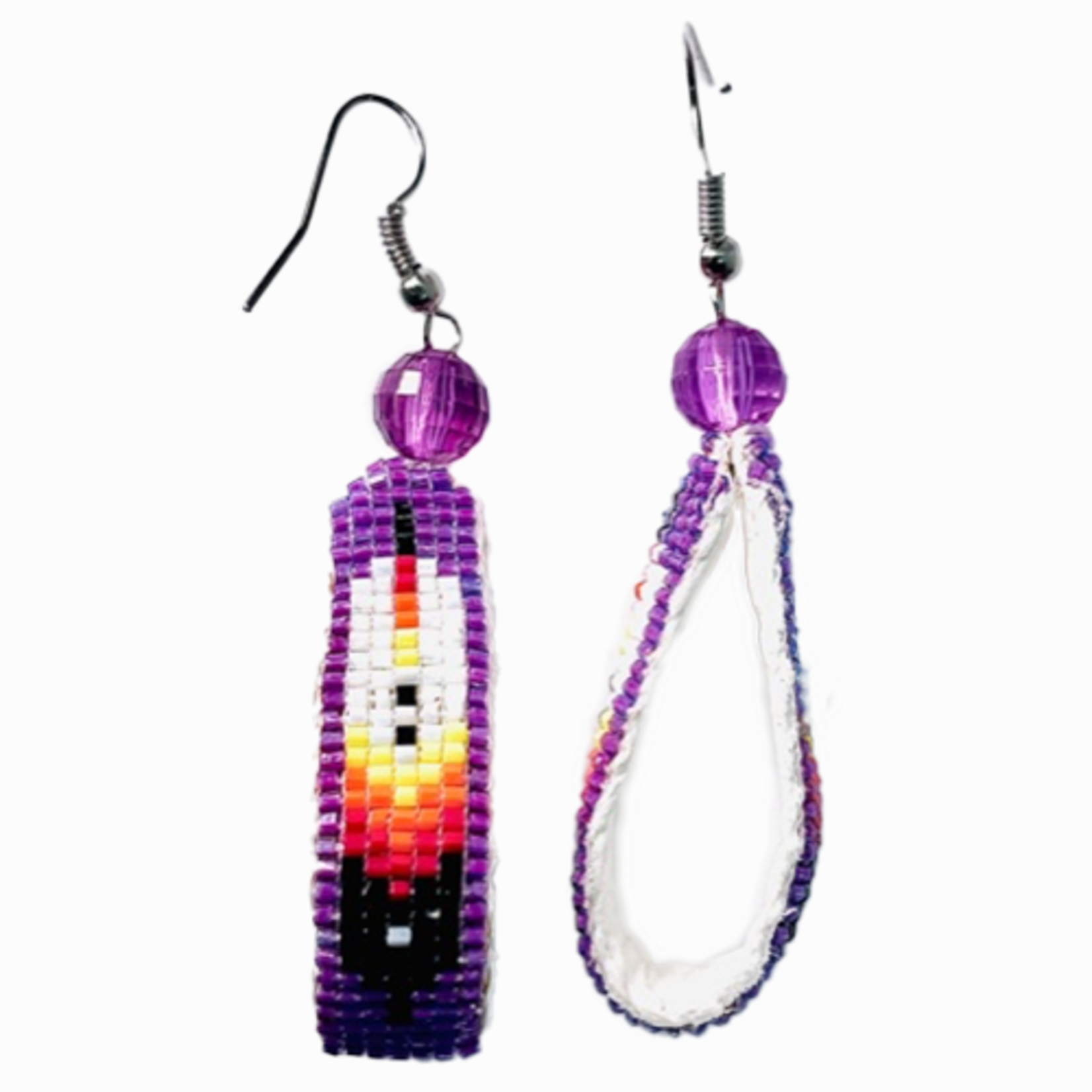 LOOMED EARRINGS LOOPED WITH FEATHER DESIGN