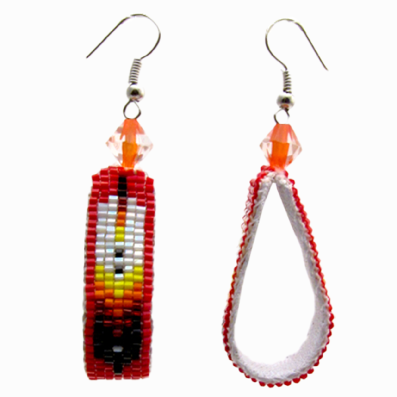 LOOMED EARRINGS LOOPED WITH FEATHER DESIGN