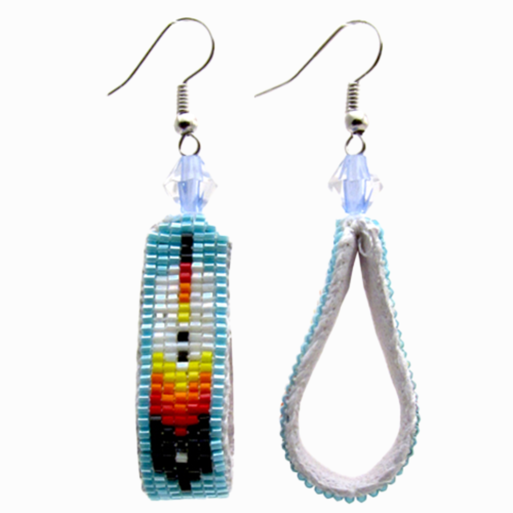 LOOMED EARRINGS LOOPED WITH FEATHER DESIGN