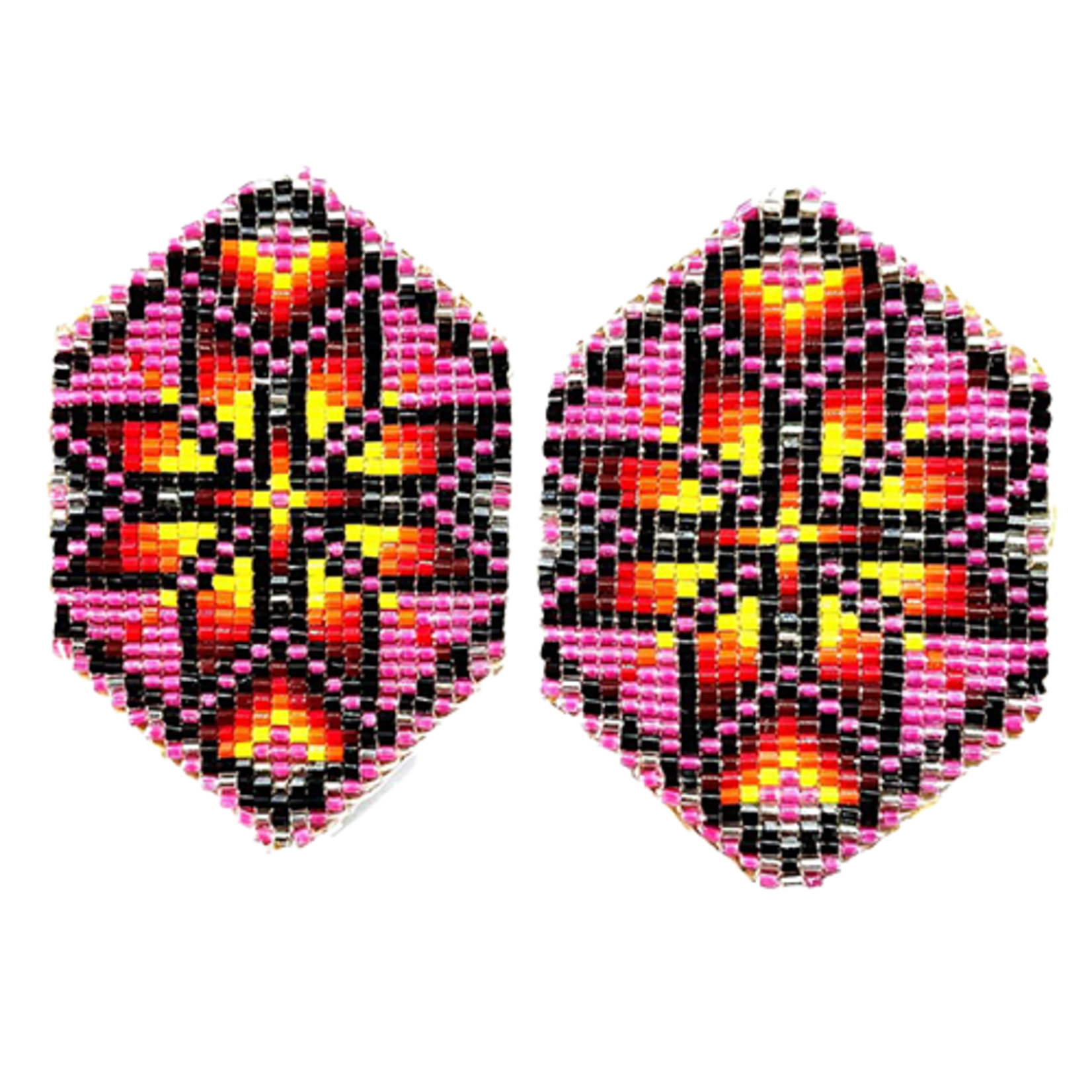 CUT GLASS LOOMED EARRINGS - STAR