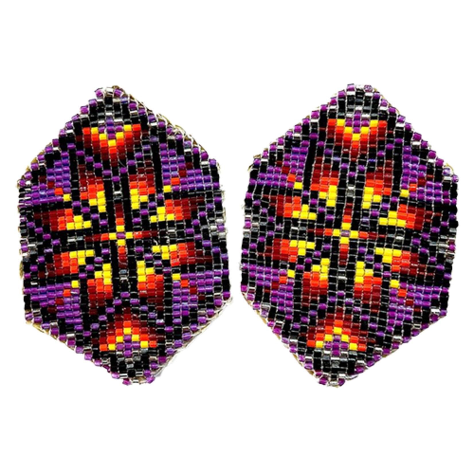CUT GLASS LOOMED EARRINGS - STAR
