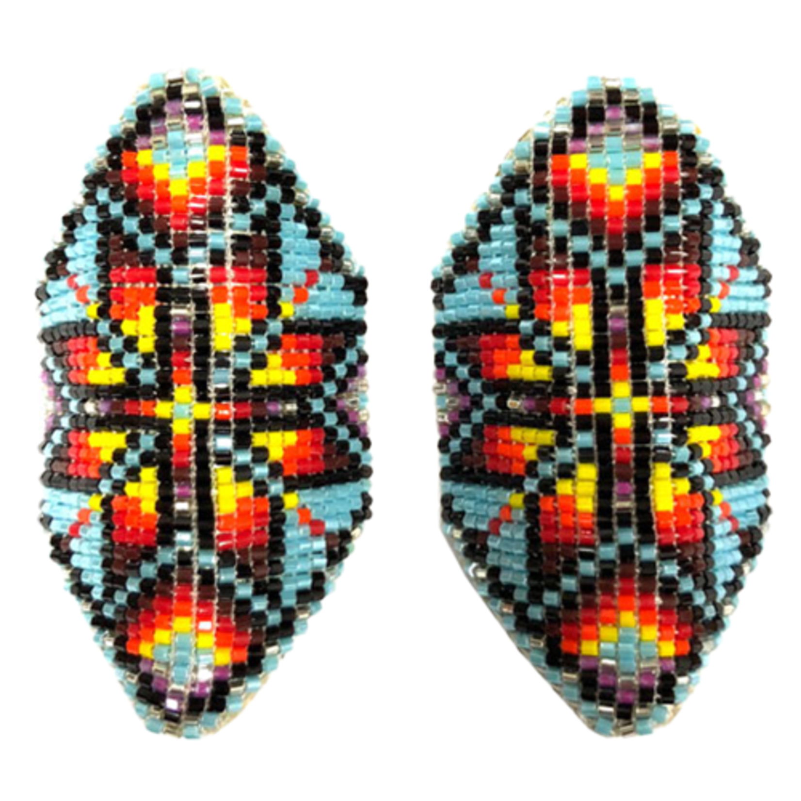 CUT GLASS LOOMED EARRINGS - STAR