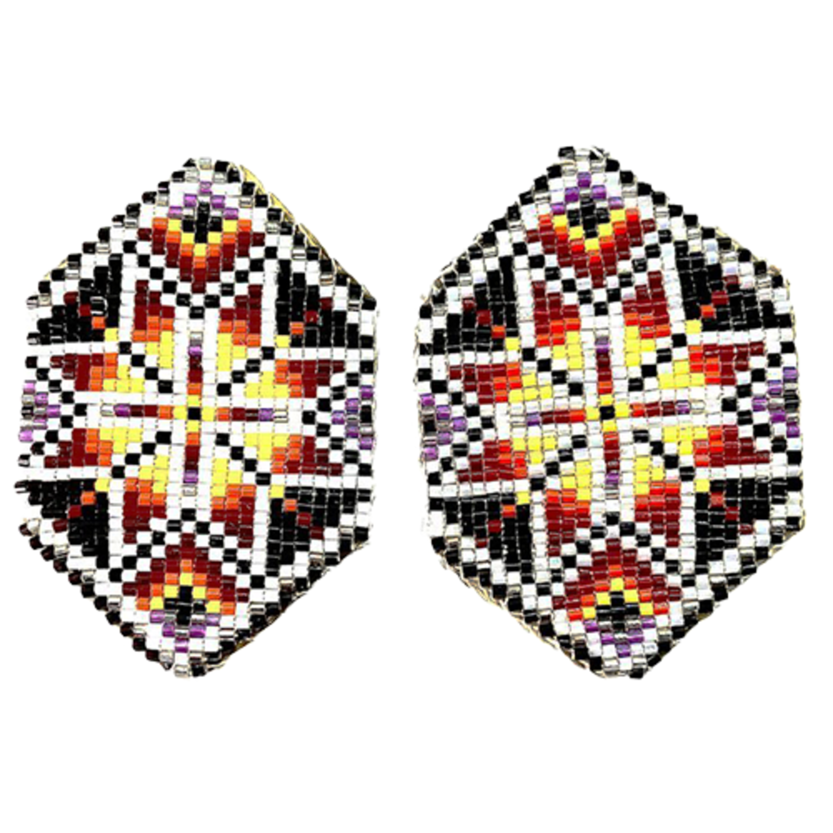 CUT GLASS LOOMED EARRINGS - STAR
