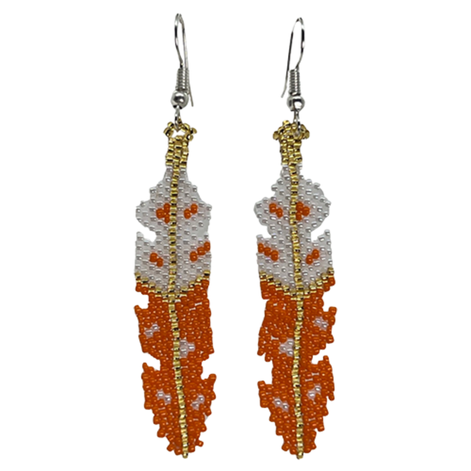 BRICK STITCH EARRING - FANCY FEATHER - Four Directions Trading