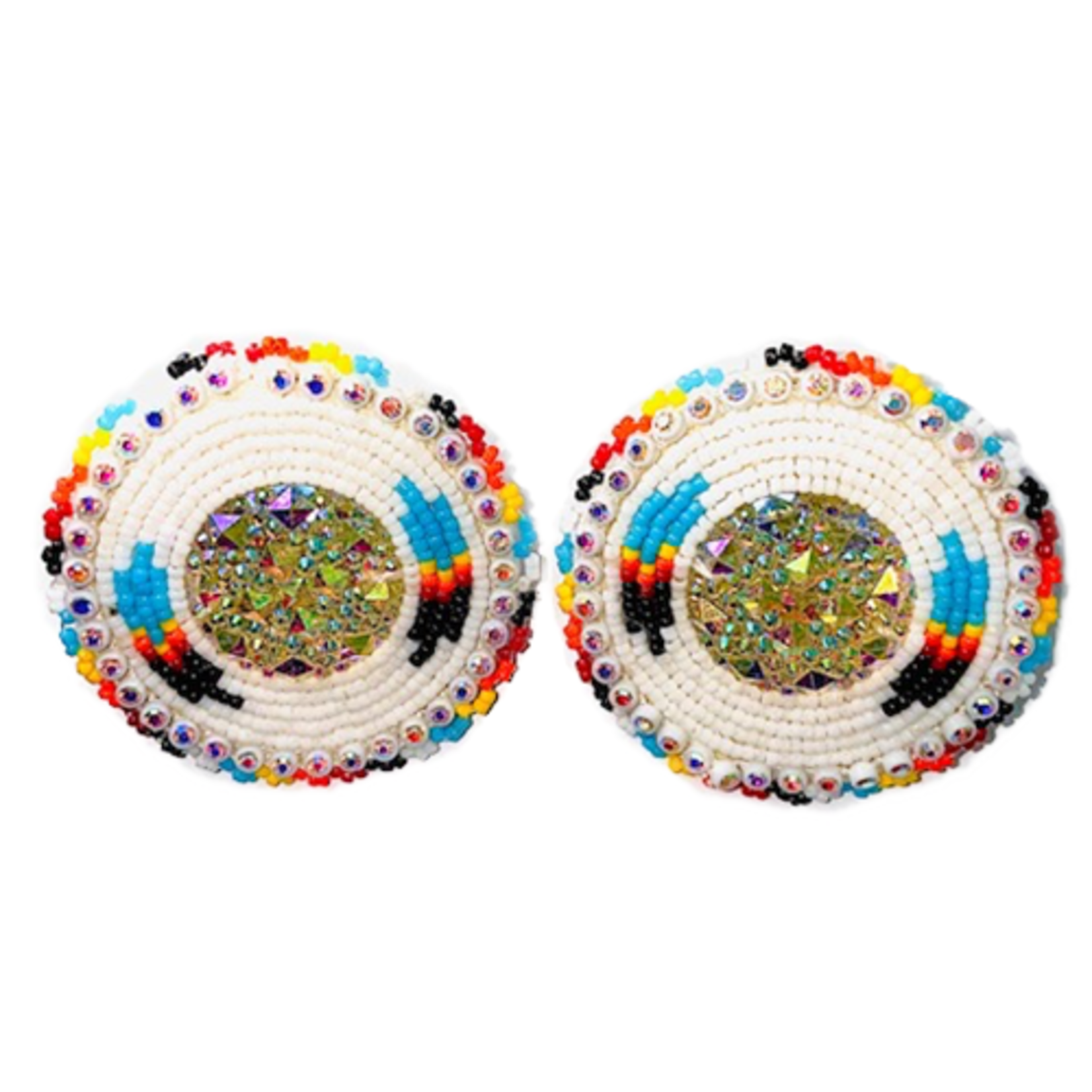 GLAM EARRING - FEATHER ROUND