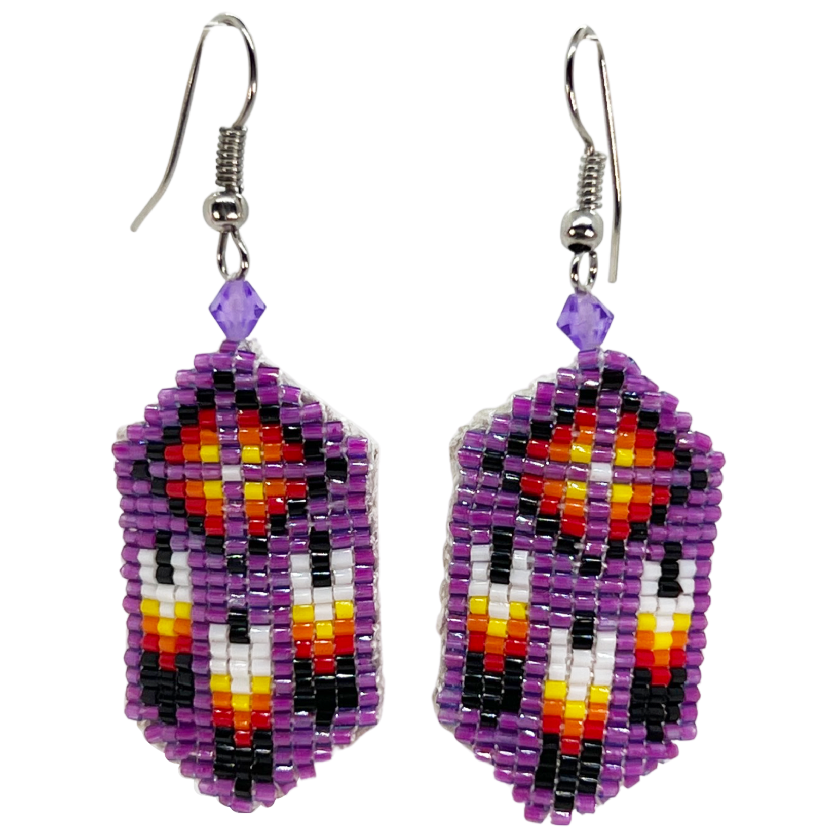 CUT GLASS EARRING - 11 ROWS - 3 FEATHERS