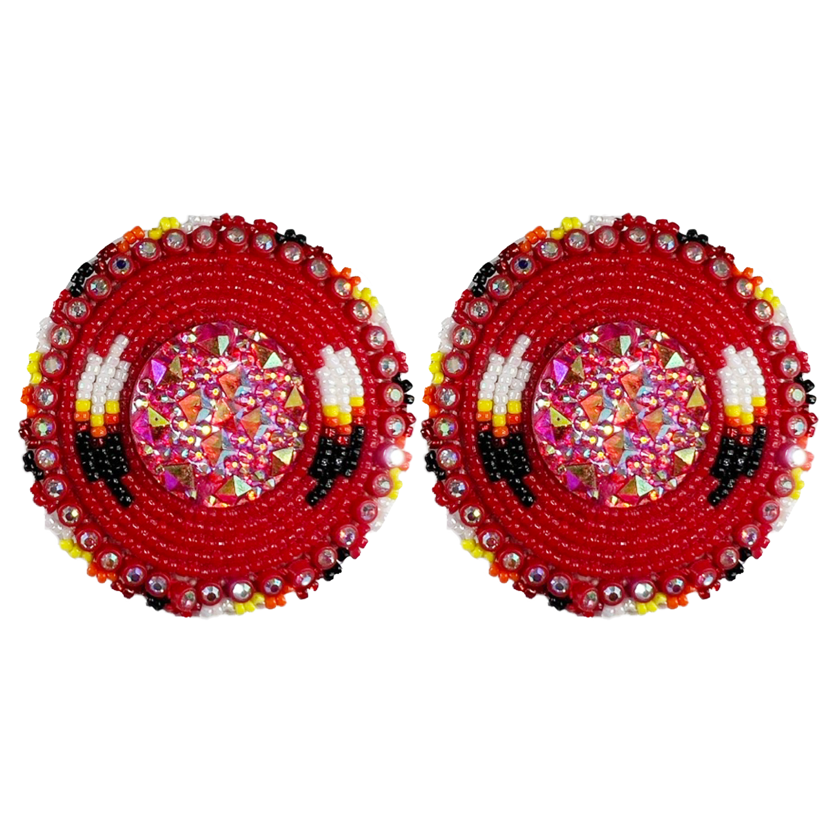 GLAM EARRING - FEATHER ROUND