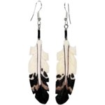 HAND CARVED AND PAINTED BONE EAGLE FEATHER EARRING