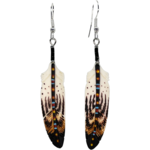 CARVED BONE EARRINGS - FEATHER PAINTED STEM