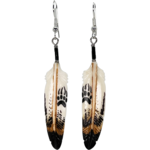 CARVED BONE EARRINGS - SYMBOL FEATHER - WOLF PAW