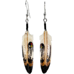 CARVED BONE EARRINGS - SYMBOL FEATHER - FOUR DIRECTIONS