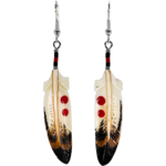 CARVED BONE EARRINGS - SYMBOL FEATHER - HONOUR