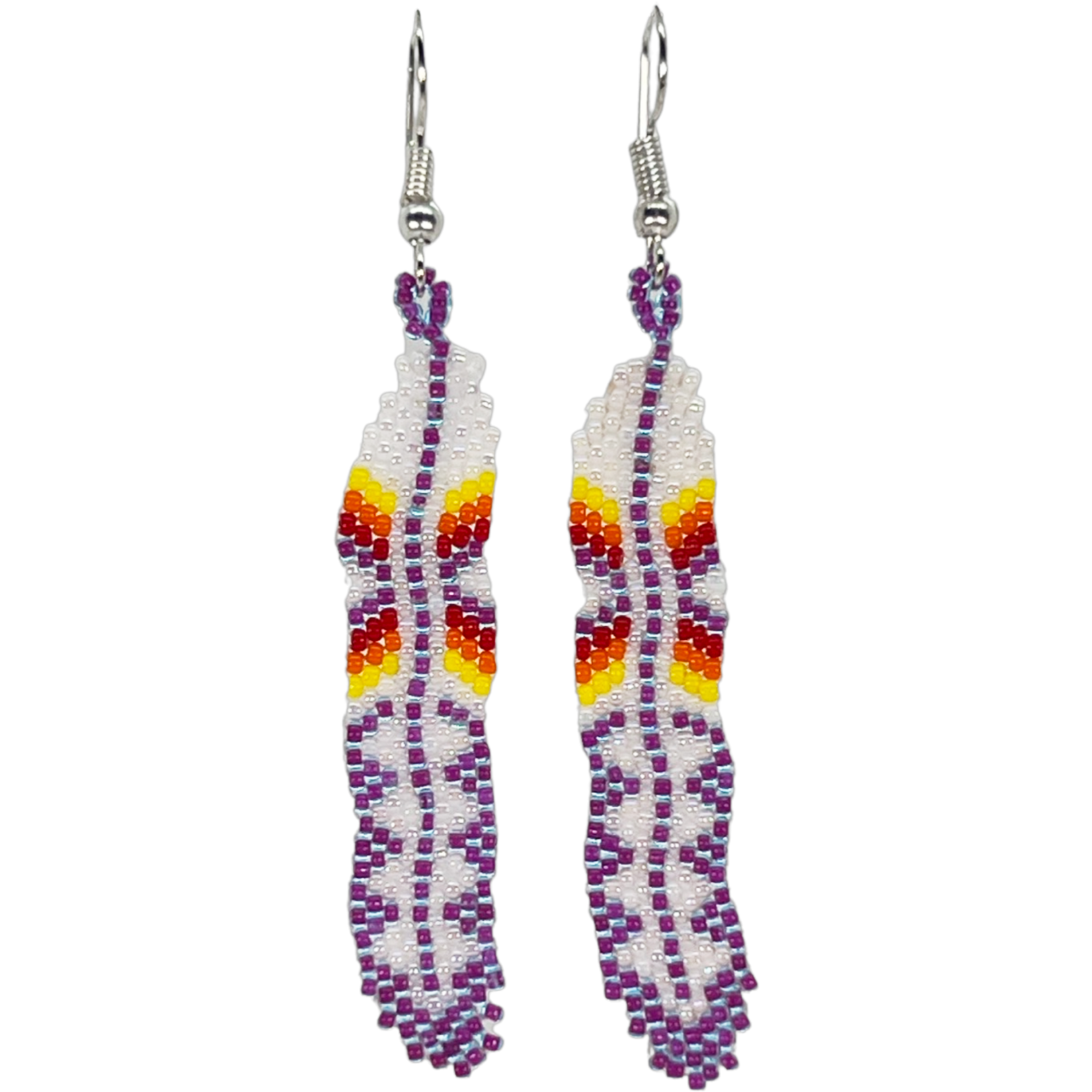 BRICK STITCH EARRING - LONG FEATHER