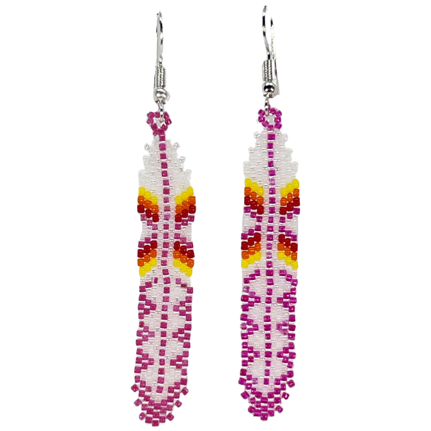 BRICK STITCH EARRING - LONG FEATHER