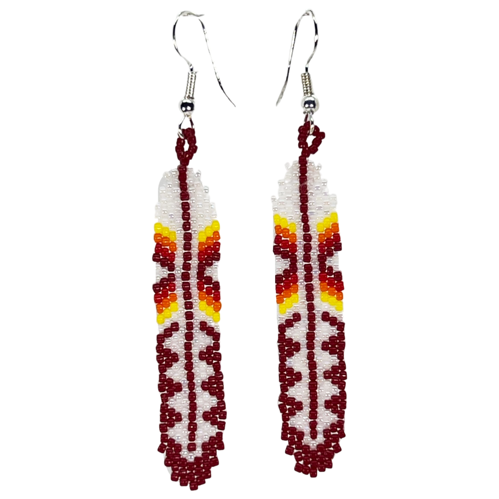 BRICK STITCH EARRING - LONG FEATHER