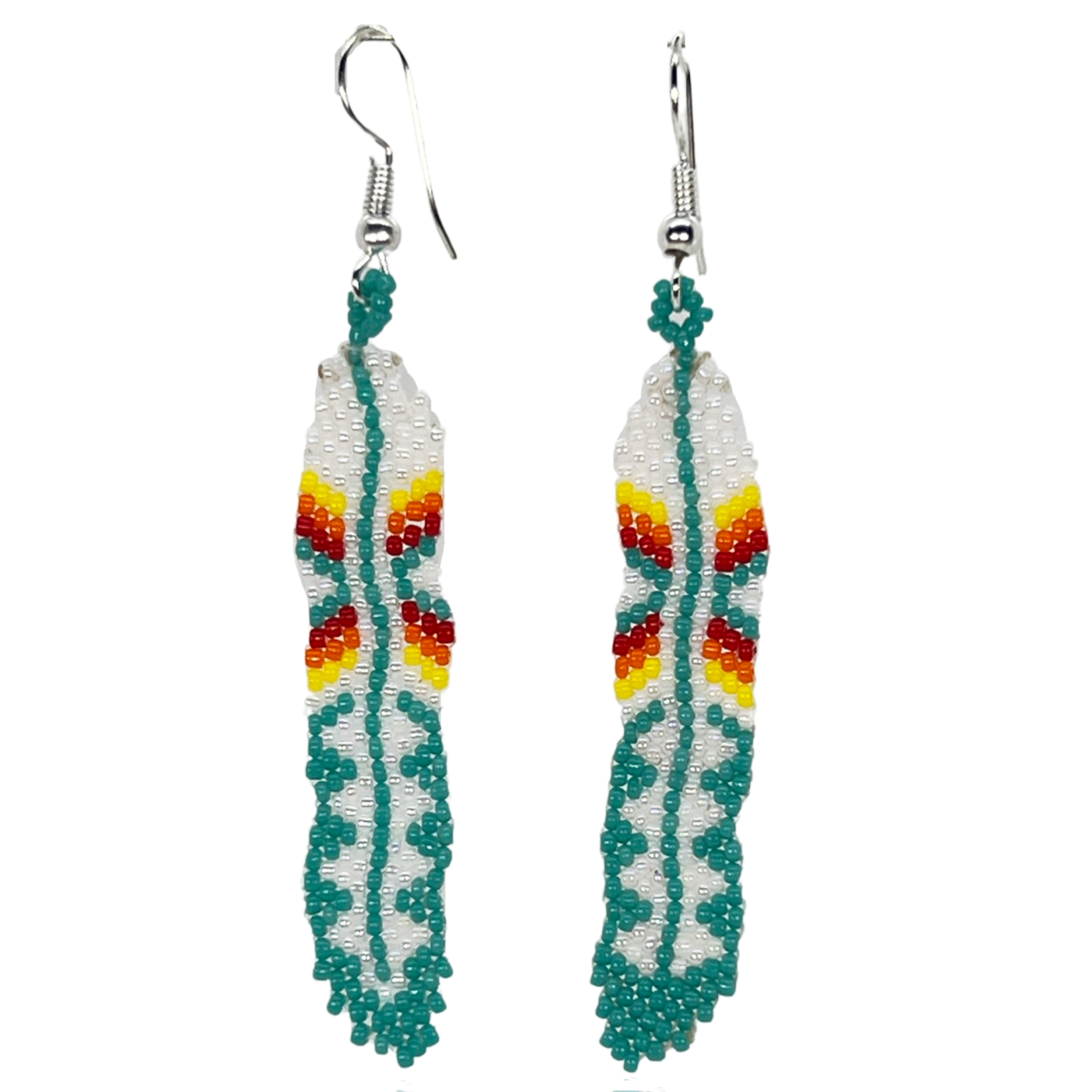 BRICK STITCH EARRING - LONG FEATHER