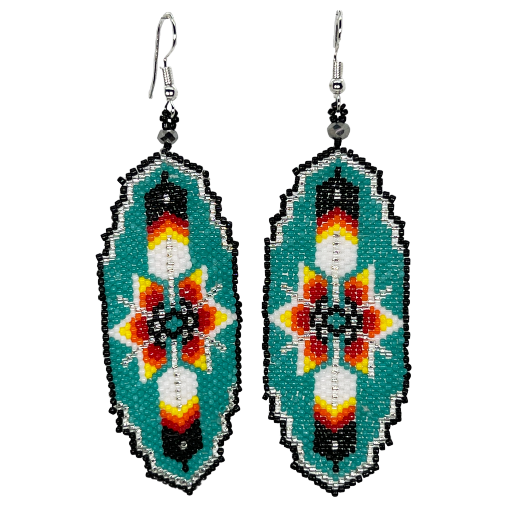 PEYOTE STITCH EARRING - FEATHER & STAR