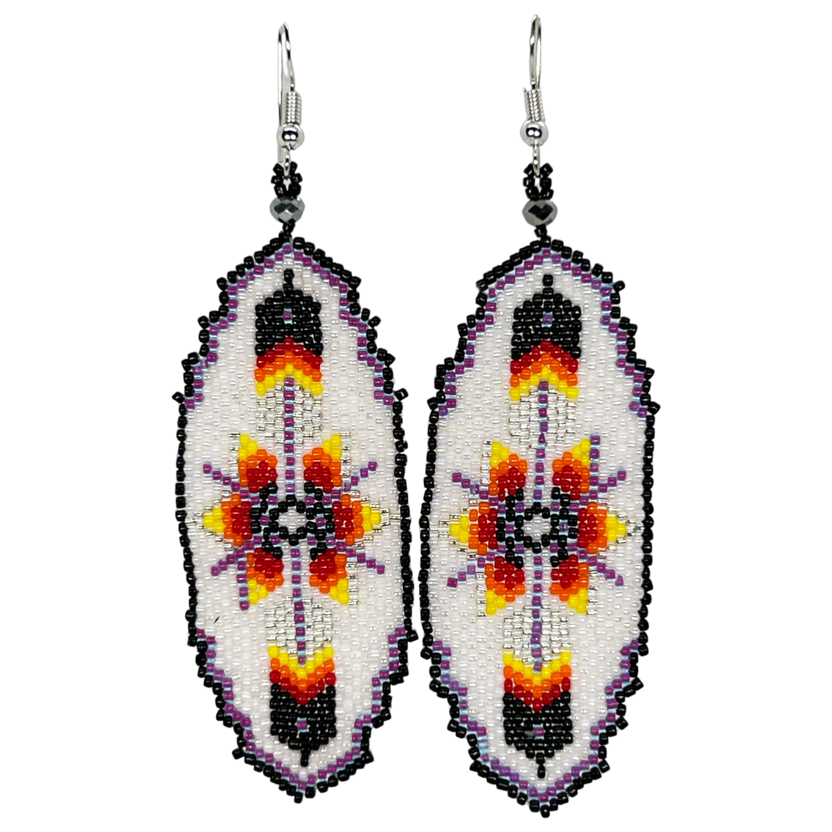 PEYOTE STITCH EARRING - FEATHER & STAR