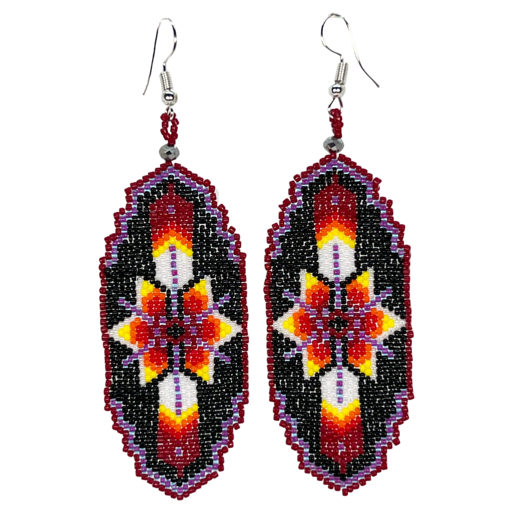 PEYOTE STITCH EARRING - FEATHER & STAR