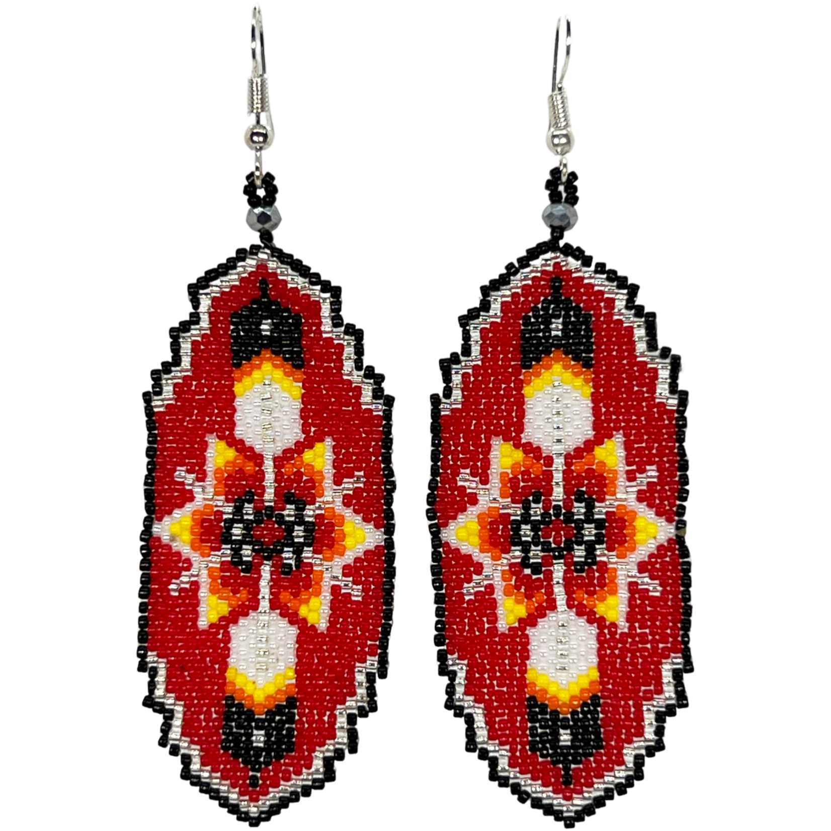 PEYOTE STITCH EARRING - FEATHER & STAR