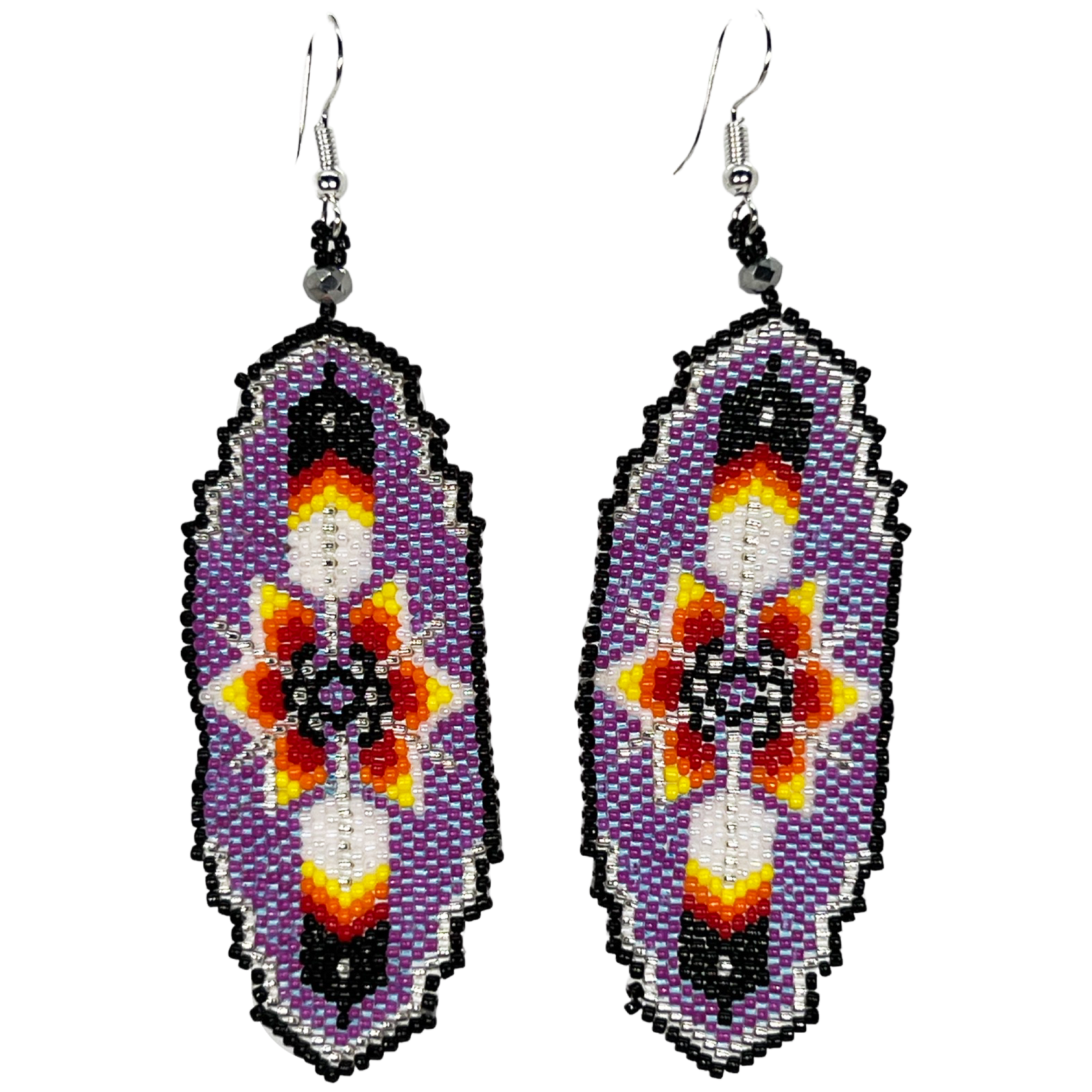 PEYOTE STITCH EARRING - FEATHER & STAR