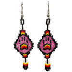 BRICK STITCH EARRING - WOLF PAW W/ FEATHER