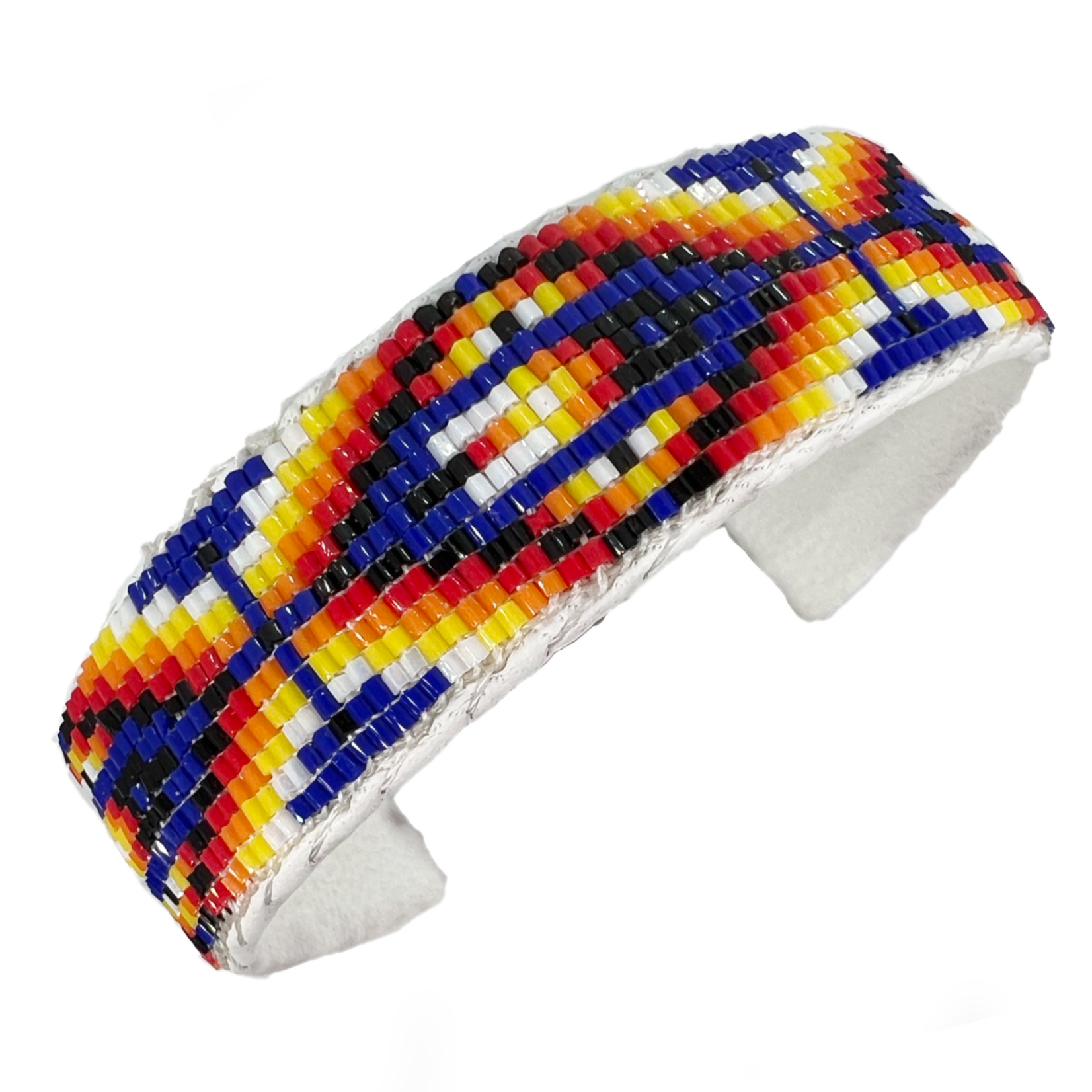 CUT GLASS CUFF BRACELET - 11 ROWS - DIAMOND FEATHER
