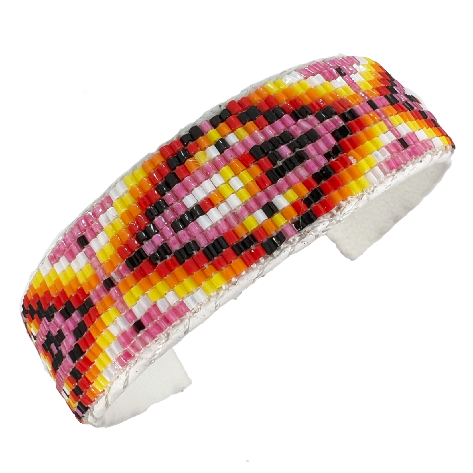 CUT GLASS CUFF BRACELET - 11 ROWS - DIAMOND FEATHER