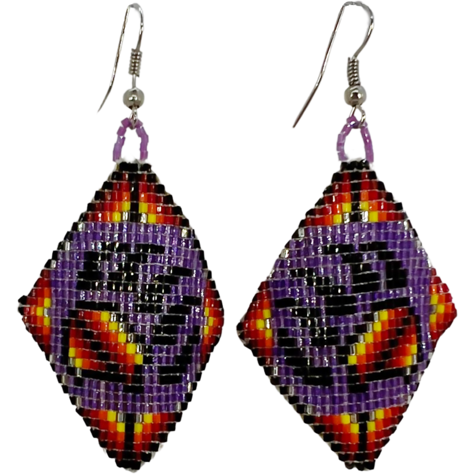 CUT GLASS LOOMED EARRINGS - BEAR PAW