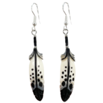 CARVED BONE EARRING - COLOURFUL FEATHER