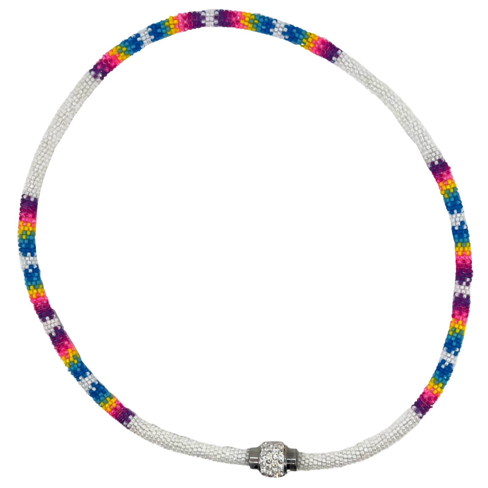 CRYSTAL CLASP BEADED WRAPPED NECKLACE