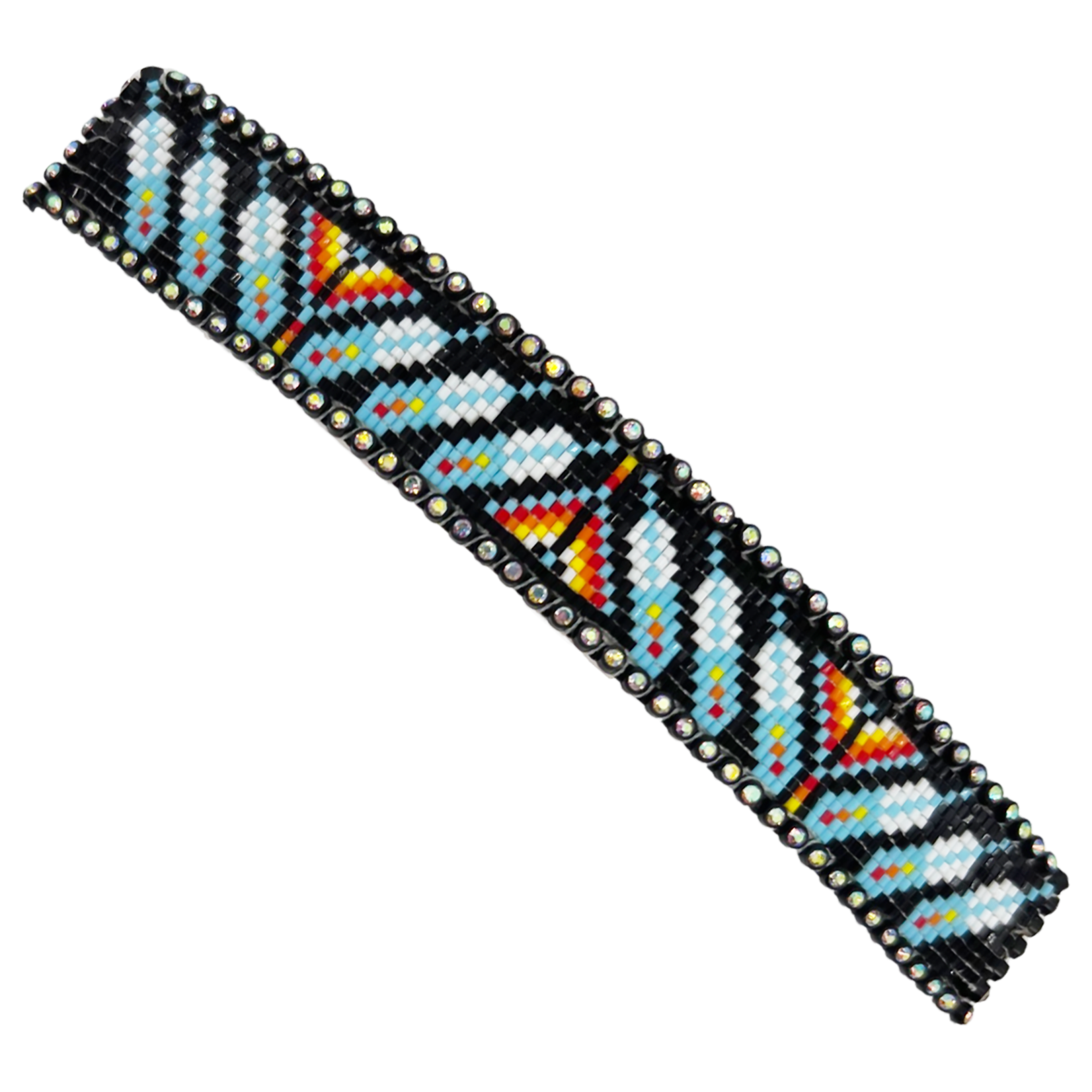 CUT GLASS BARRETTE - 11 ROWS - MANY FEATHERS
