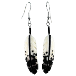 CARVED BONE EARRING - SPOTTED EAGLE FEATHER