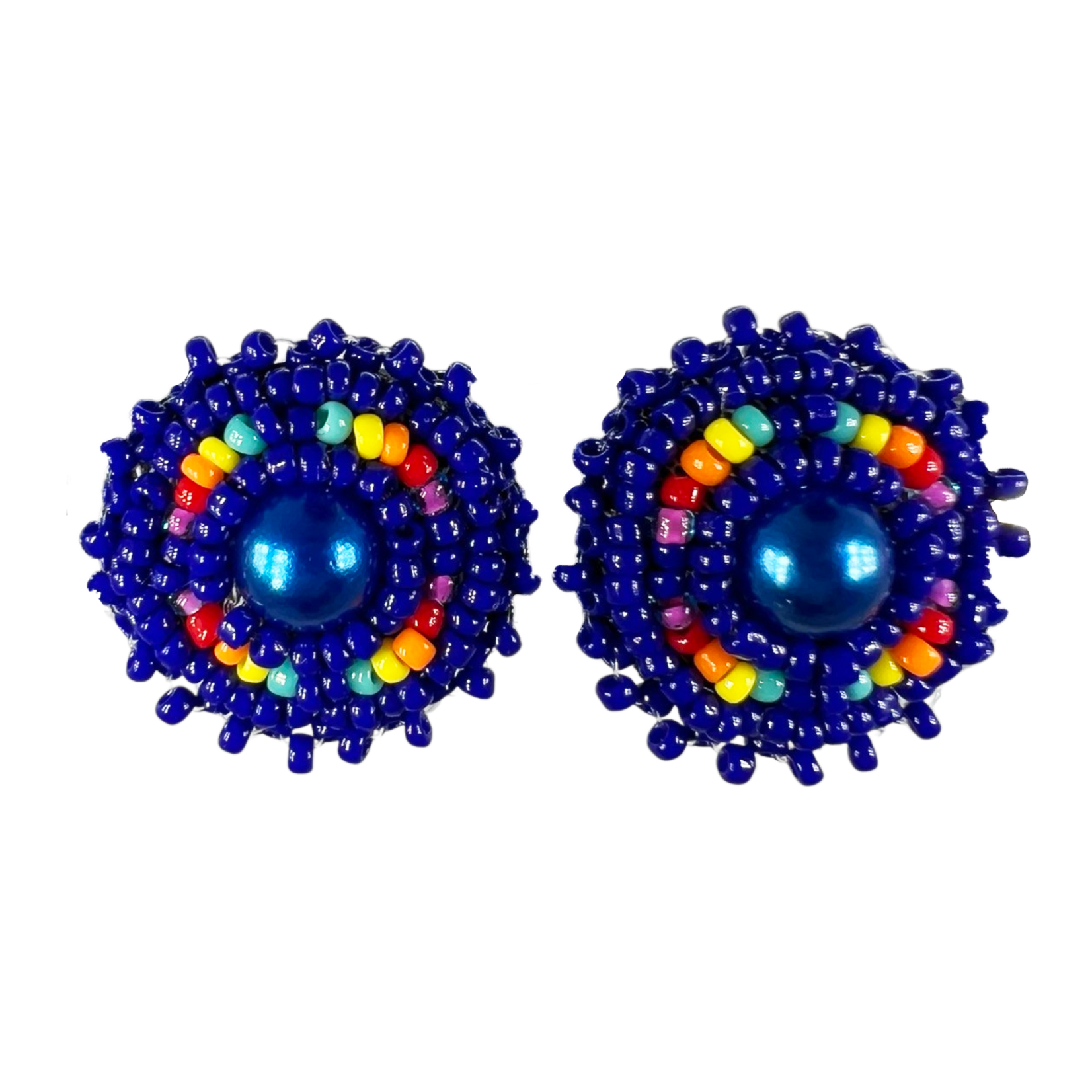 BEADED FLAT STUD EARRINGS