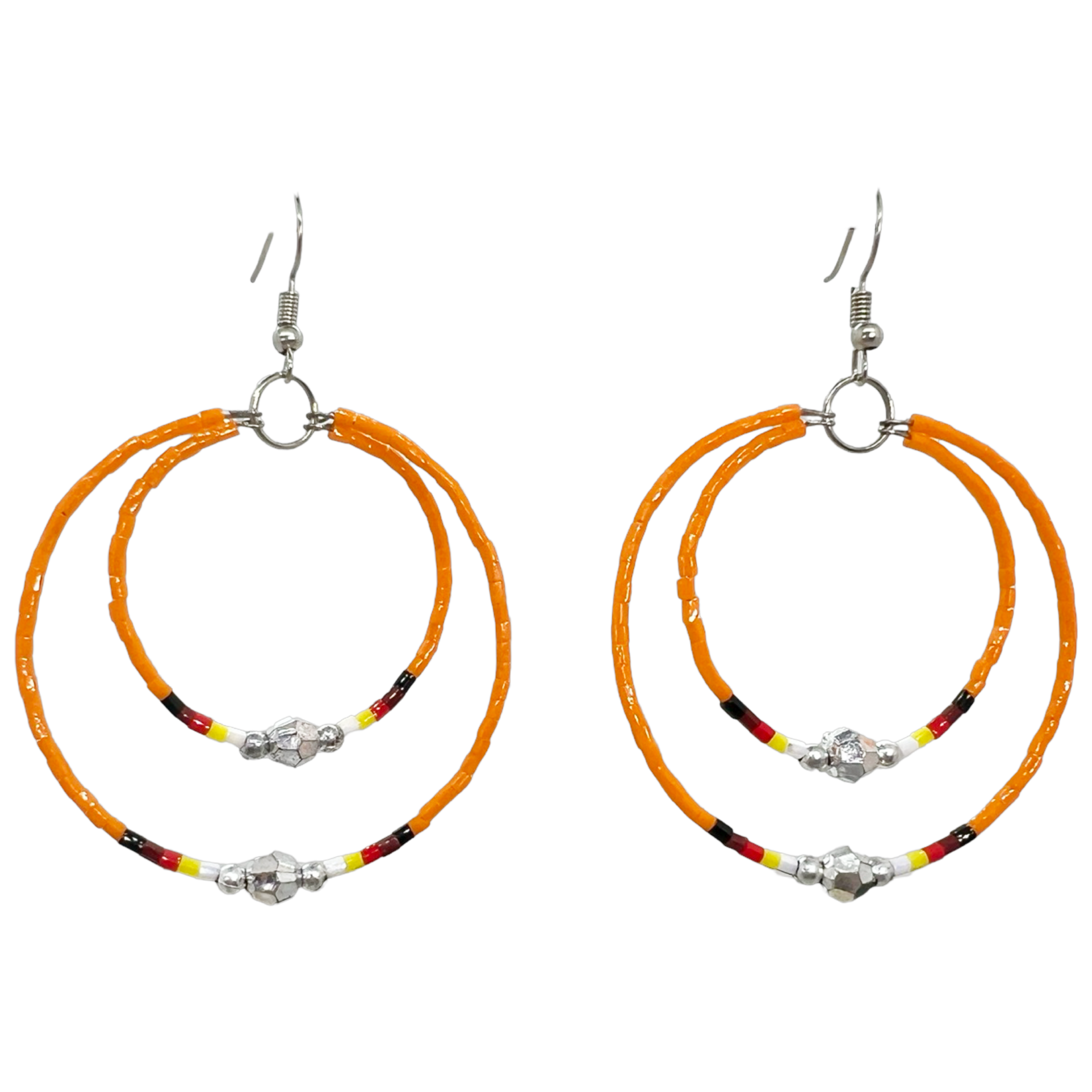 MEMORY WIRE CUT GLASS DOUBLE HOOP EARRINGS