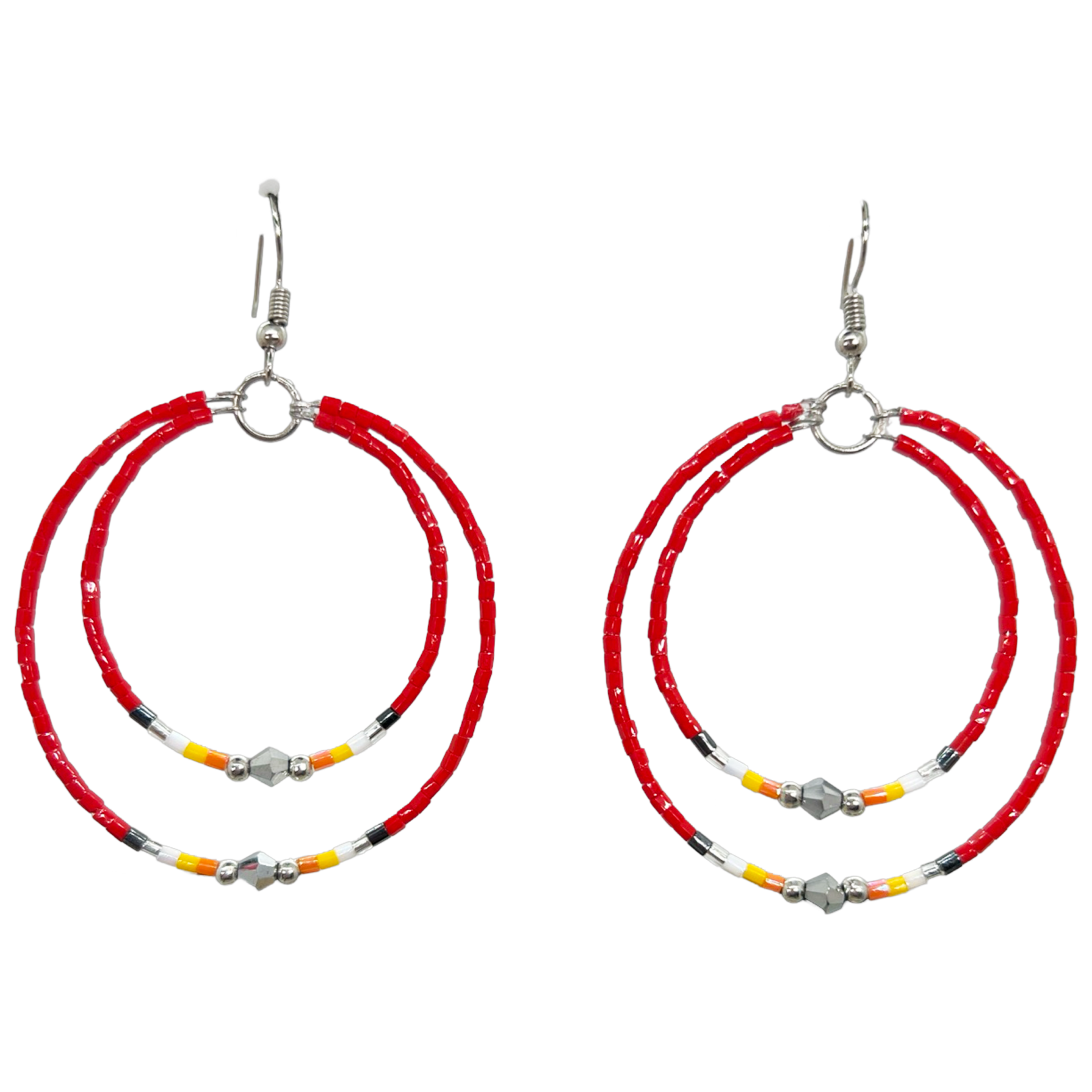 MEMORY WIRE CUT GLASS DOUBLE HOOP EARRINGS