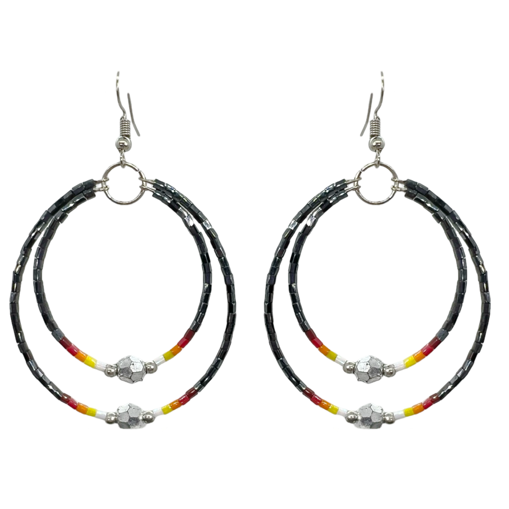 MEMORY WIRE CUT GLASS DOUBLE HOOP EARRINGS