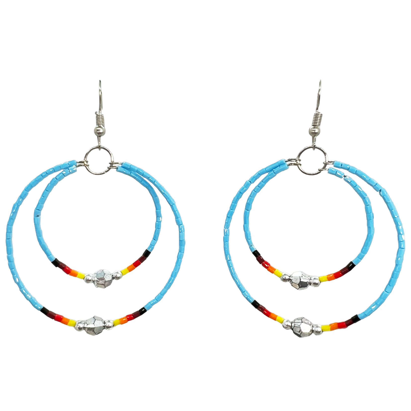 MEMORY WIRE CUT GLASS DOUBLE HOOP EARRINGS
