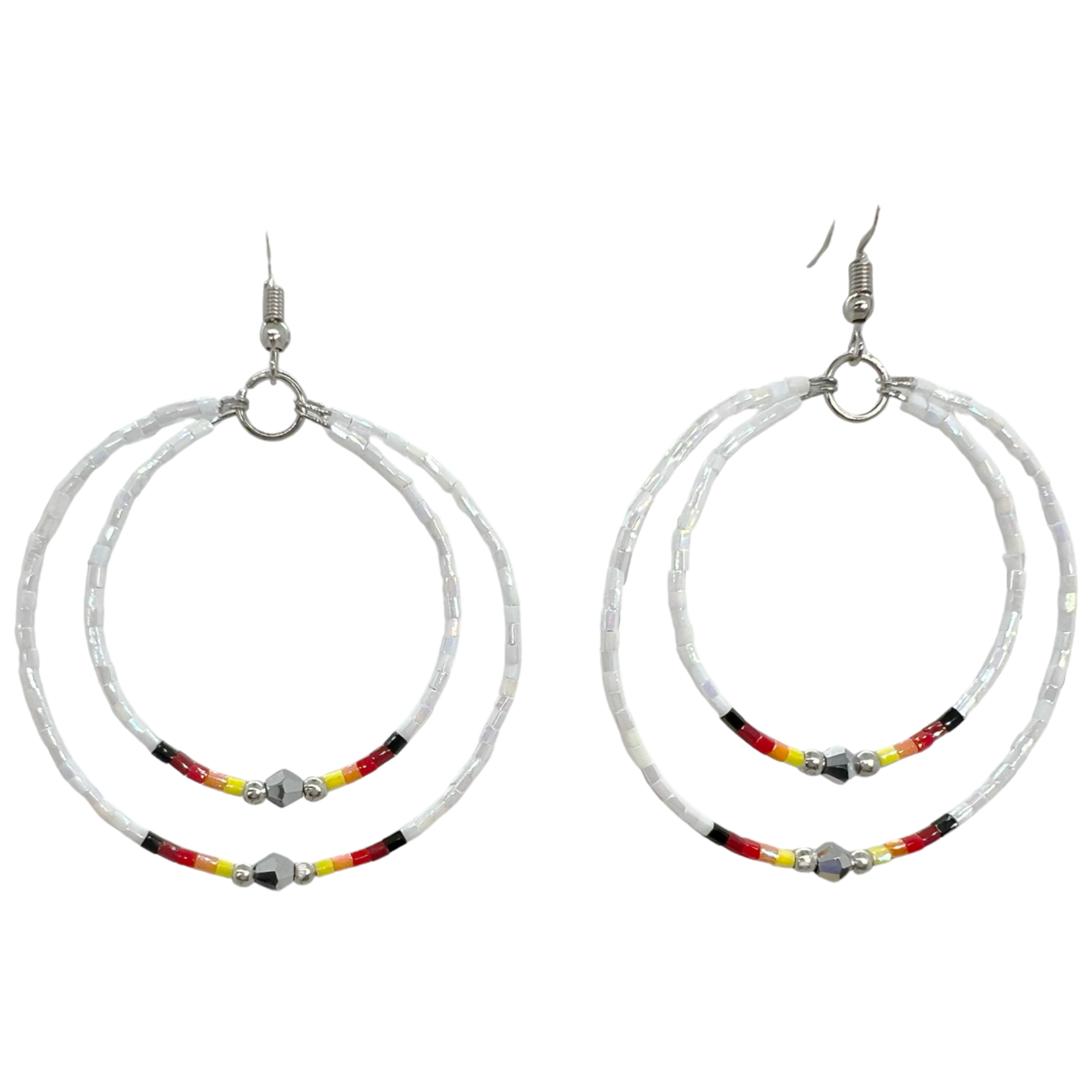MEMORY WIRE CUT GLASS DOUBLE HOOP EARRINGS