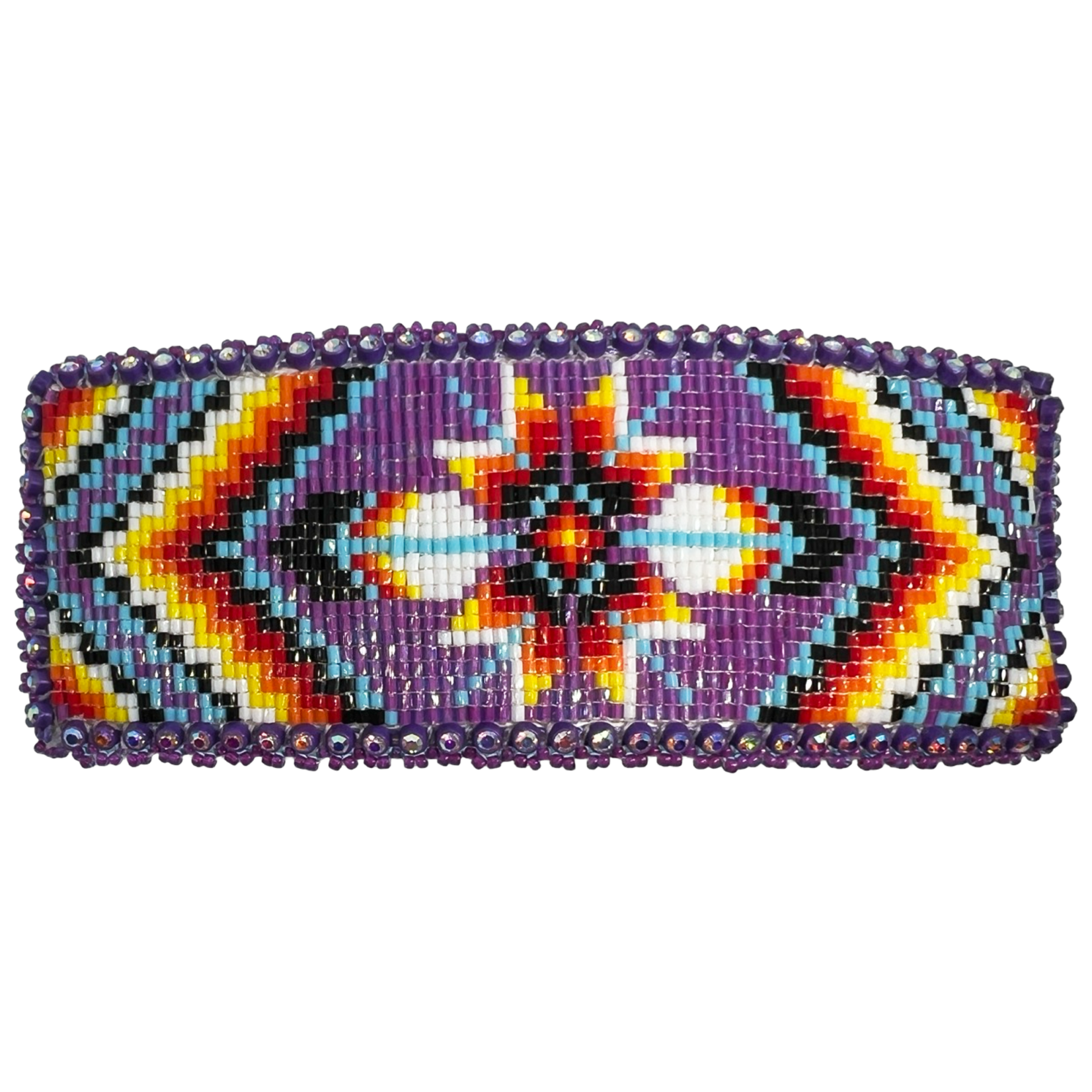 CUT GLASS BARRETTE - 25 ROWS - STAR AND FEATHERS